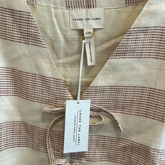 Laude the Label Baker Top and Everyday Short Set in Ticker Terracotta Stripe - Picture 7 of 11